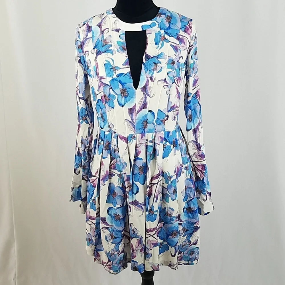 Free People 2 Tegan printed long sleeve mini dress‎ Romantic cottagecore Earthy